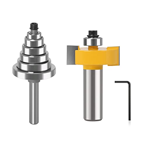 2 Stück 6 mm/6,35 mm/12,7 mm/8 mm/10 mm/12 mm Schaft, Falzfräser mit 6 Kugellagern, Haltbarkeit, 45# Kohlenstoffstahl-Körperwerkzeug von Ralondbey