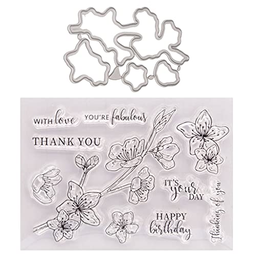 Blumen-Dankesstempel mit Stanzformen, Schablonen-Set, Scrapbooking, Fotoalbum, Dekoration, Papierkarte von Ralondbey