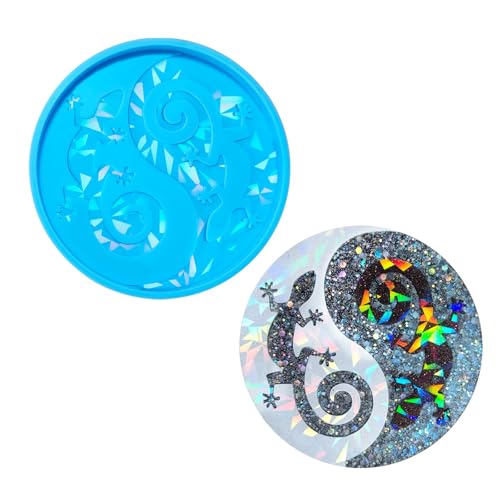 Ralondbey Epoxidharz-Form, Silikonformen für Harzguss, künstlerische Geckos, Silikon-Untersetzer-Form, stabile Silikonform für Harz-Untersetzer mit Geckos-Designs, Holografie-Effekt Ralondbey Epoxidharz-Form, Silikonformen für Harzguss, künstlerische Geckos, Silikon-Untersetzer-Form, stabile Silikonform für Harz-Untersetzer mit Geckos-Designs, Holografie-Effekt von Ralondbey