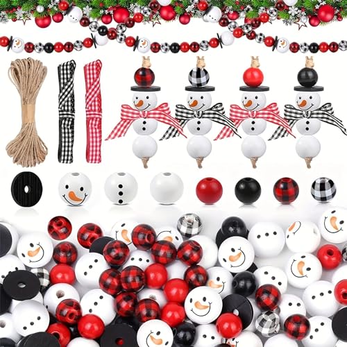 Winter Holzperlen Weihnachten Perlen Kits mit Seil und Band Weihnachten Holzperlen für Weihnachtsdekorationen von Ralondbey