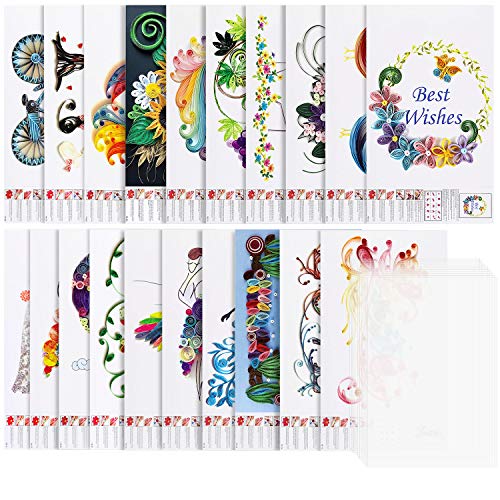 Rancco 20 Stück Quilling-Papier-Schablonen + 10 Stück PVC-Blätter, A4 Quilling-Kunstvorlage, filigranes Muster, Origami-Vorlage, Wandkunst, Filigran. von Rancco