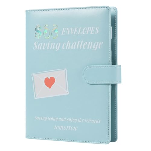 Rancrvy 100 Umschläge A5 Geldspar-Binder Herausforderungsbuch zum Sparen von 5.050 Valentinstag -Budgetbinder mit Geldumschlägen Blau 1 Set von Rancrvy