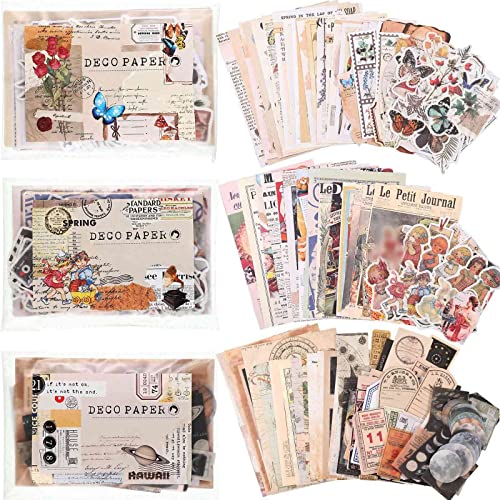 Rancrvy 600 Stück Vintage Aufkleber Journaling Papier Scrapbooking Journaling Papier Ästhetische Scrapbook Papieraufkleber von Rancrvy