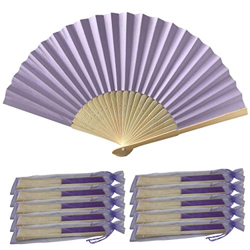 Fächer aus Papier mit Bambusstäben, 10 Stück, für Hochzeit und Feiern Periwinkle / soft purple / Alice blue von Rangebow