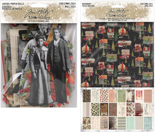 Bundle – Idea-Ology – Tim Holtz – Weihnachten – Hintergründe und Schichten & Papierpuppen – Version 2024 – Winter th94406 und th94414 von Ranger Ink