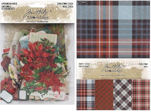 Idea-ology TH94411 und TH94414 Tim Holtz – Weihnachten – Ephemera Pack and Sparkle Kraftstock – Winter 2024 Release von Ranger Ink