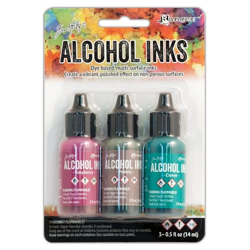 Tim Holtz Alcohol Ink .5oz 3/Pkg-Valley Trail-Raspberry/Pebble/Clover von Ranger Ink