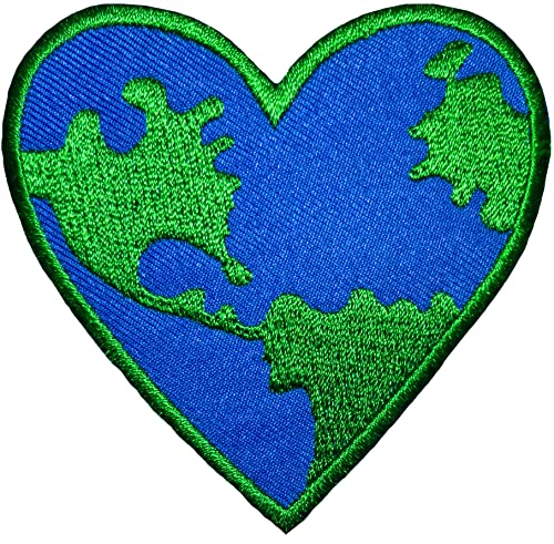 Ranger Return Love Earth Herzform Save Nature World Planet Retro Peace Symbol Logo Aufkleber Dekorative Applikation Nähen Aufbügeln Bestickter Aufnäher (Iron-Heart-Earth) von Ranger Return