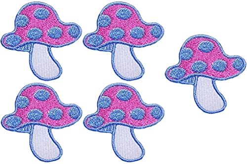 Ranger Return MUSH-PK01-MINI5 kleine niedliche Mini-Pilz-Aufkleber, Applikationen, zum Aufnähen oder Aufbügeln, Pink und Violett, 5 Stück von Ranger Return