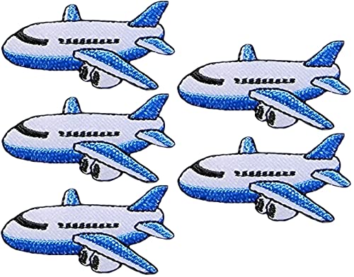 Ranger Return Set 5 kleine niedliche Mini-Flugzeug-Flugzeug-Transport-Aufkleber, kleine Aufkleber, dekorative Reparatur-Applikation, zum Aufbügeln, bestickt, Weiß (AIRPLANE-WH01-MINI5) von Ranger Return