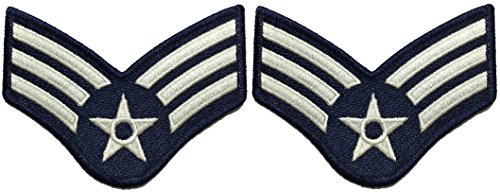 Set 2 of Senior Airman Blue and Silver Large US Air Force USAF CHEVRONS Rank Military U.S. Army Morale Applique Embroidered Sew Iron on Emblem Badge Patch (RR-USAF-CHEV-SENR-0001-SET2) by Ranger Return von Ranger Return