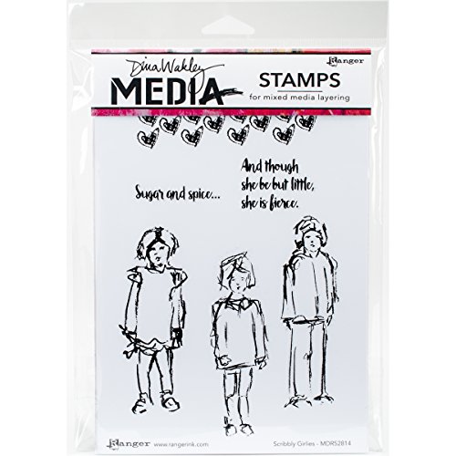 Ranger Dina Wakley Media Briefmarken SCRIBBLY Girlies, Mehrfarbig von Ranger