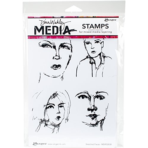 Ranger Sketched Faces Dina Wakley Media Haftstempel, 15,2 x 22,9 cm von Ranger