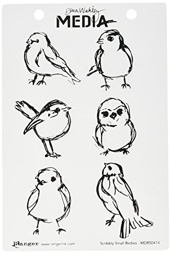 Ranger Haftgummi-Stempel-Set – Scribbly Small Birdies, Gummi, farblos, 6" by 9" von Ranger