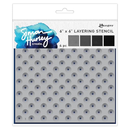 Simon Hurley create. Stencil 6"X6" 4/Pkg-Polka Dot Assortment von Ranger