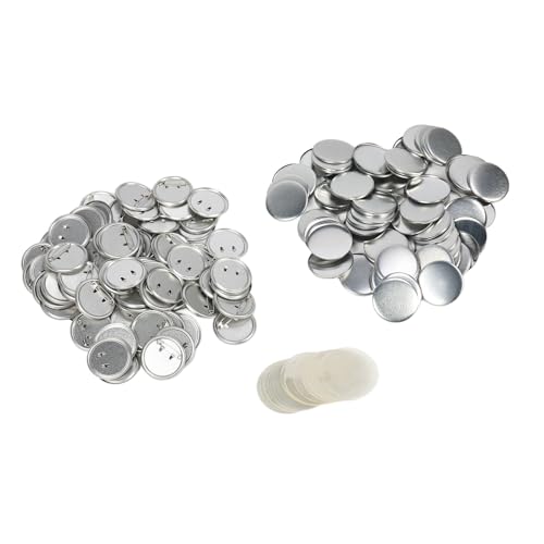 Rankomu Anstecknadel-Button-Teile, blanko, Abzeichenteile-Set, 100 Sets von 44 mm runden Metallstiften, Abzeichenteile für Knopfherstellungsmaschine, 4,4 cm, Knopfherstellungszubehör von Rankomu