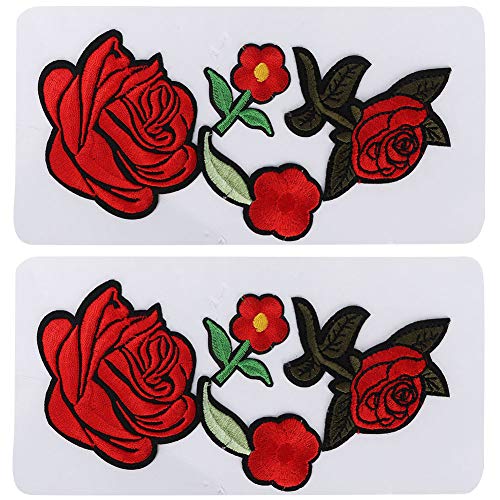 Rankomu Applique Craft 2 Stück Pflaumenblüten besticktes Patch-Set, Stoffaufkleber für DIY Applikation Handwerk Dekoration, Bekleidungszubehör, Bügelabzeichen von Rankomu