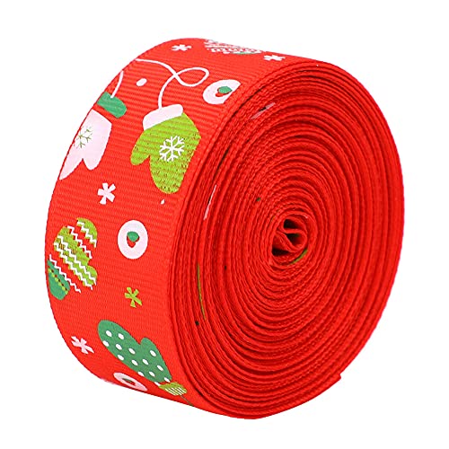 Rankomu Backband 10 Yard Weihnachten Thema Band, Dekorativer Geschenkverpackungsgürtel für Hochzeit und Party Dekoration, Handschuh Rot, Ideal zum Basteln und Backen von Rankomu