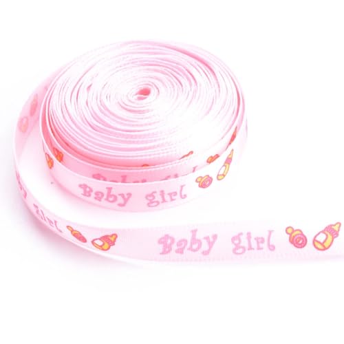 Rankomu Band für Jungen, 10 mm, bedrucktes Band, 9,1 m Länge, ideal für selbstgemachte Babyparty-Dekoration und Geschenkverpackungen, Rosa von Rankomu