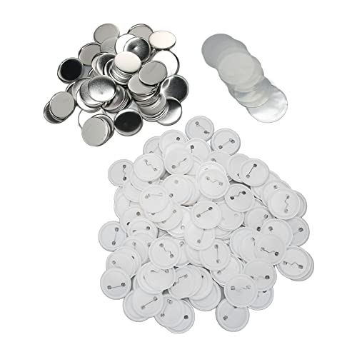 Rankomu Button Pin Badge Kit Pin Back Button Parts 100 Set, Weißblech-Kunststoffbasis, Beweis, Abzeichen, Basteln, DIY, 50 mm von Rankomu