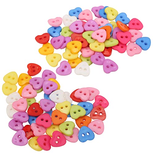 Rankomu Buttonsfor Crafts Nähknöpfe, 2 Löcher, herzförmige Harzknöpfe für DIY Handwerk und Dekoration, 12,5 mm, lichtecht, verschiedene Farben, 100 Stück von Rankomu