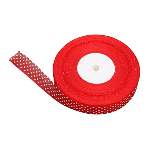 Rankomu Chiffon-Dekoband, 2,5 cm, durchscheinendes Chiffonband, 91,4 m, Punktdruck, Chiffon-Satin zum Verpacken, Dekorieren, Hochzeit, Geburtstag, Blumenstrauß, Girlande, Rot von Rankomu