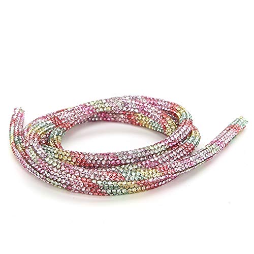 Rankomu DIY Kleidung Nähzubehör Strass Tube Seil Band, DIY Nähzubehör für Hochzeitskleid Kostüme, Regenbogenfarbe Nr. 2, dekorative Kette, 1,5 cm breit, 2 m lang von Rankomu