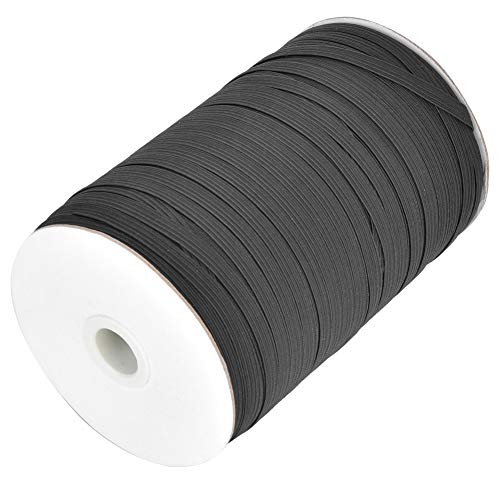 Rankomu Elastisches Seil, elastisches Band, 200 Yards/Rolle, hohe Elastizität, multifunktional, 6 mm breit, schwarz, flaches elastisches Seil für Schutzkleidung von Rankomu