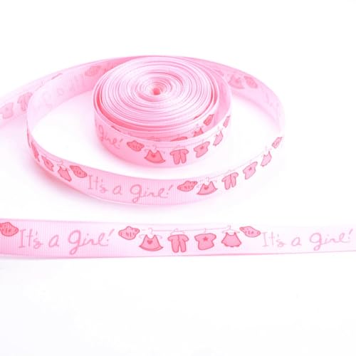 Rankomu Geschenkband, 15 mm x 9,1 m, bedruckt mit Aufschrift "It's A Girl", Dekoration und Geschenkverpackung, Rosa von Rankomu