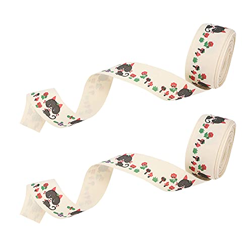 Rankomu Geschenkband, 2 Stück, bedrucktes Cartoon-Polyester-Baumwollband, Geschenkband für Weihnachts- und Hochzeitsdekorationen, 2,5 cm breit, Bastelbedarf, Typ 3 von Rankomu