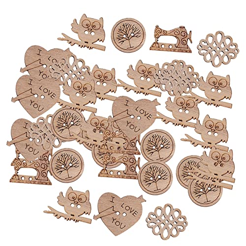 Rankomu Handgefertigtes Bastelzubehör aus Holz, Scrapbooking, dekorative Anhänger, 50 Stück, gemischter Stil, DIY Handwerk für Kindergarten Dekoration, 2,5–4 cm von Rankomu