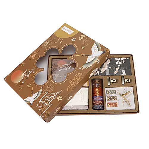 Rankomu Handkonto-Klebeband-Set, Geschenkbox-Set, Antiquity-Serie, Notizblock, Hardcover-Geschenkbox, Washi-Kranich-Bronzing Tape und Perlen, Studentennotizbuch, Sound Cloud von Rankomu