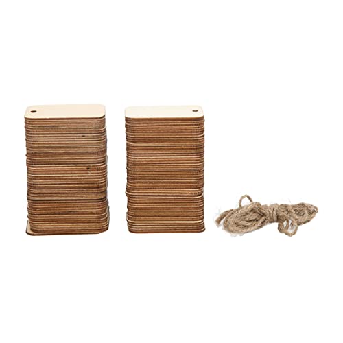 Rankomu Holzstücke, unlackierte Holzstücke, glatte rechteckige Holzausschnitte, Vintage-Holzanhänger, stabil, 10,2 x 5,1 cm, antiallergisch, 100 Stück von Rankomu