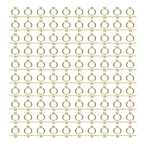 Rankomu Knebelverschlüsse, Legierung, 2 mm, OT-Schnalle für Halsketten, Armbänder, goldfarben, 100 Sets von Rankomu