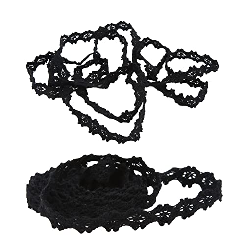 Rankomu Lacefor Sewing Spitzenband Baumwollfaden, 20 Yards, Schwarz Dekorative Spitzenborte für DIY Kleidung und Geschenk Dekoration, Bastelspitze zum Nähen und Verzieren von Rankomu