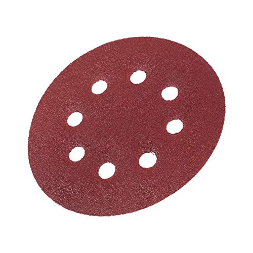 Rankomu Polierpads, 125 mm, runde Form, rote Schleifscheiben, Körnung 8 Löcher (120#) zum Schleifen, Schleifen, Polieren und Polieren von Rankomu