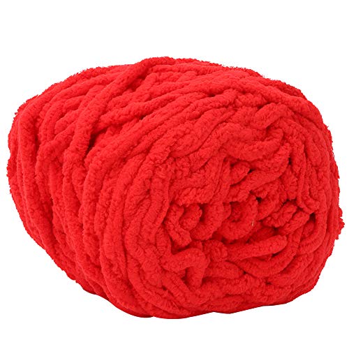 Rankomu Polyester-Wollgarn, einzelne dicke Eisstreifen-Garne, Nadelstricken, gewebte Decke, Slipper-Linie, leuchtendes Rot, grobe Wolle, Polyester, 180 g Knäuel von Rankomu