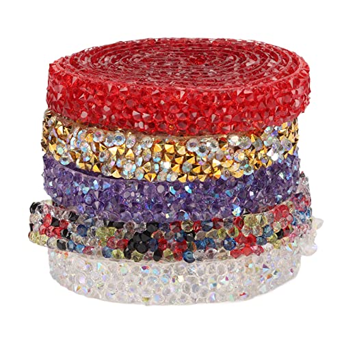 Rankomu Rhinestonesfor Crafts Strassband, 5 Rollen, 4,5 m insgesamt, 1 cm Breite, schneidbare Harz-Strassstreifen für Handys, Bilderrahmen, Handwerk, DIY-Projekte von Rankomu