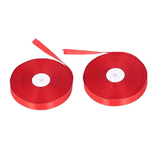 Rankomu Rotes Satinband, 2 Rollen, 2 cm breit, insgesamt 200 m, glänzendes, luxuriöses rotes Band, dünnes Geschenkband für Party- und Hochzeitsdekoration von Rankomu