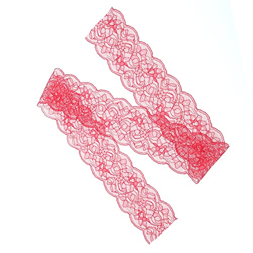 Rankomu Rotes Spitzenband, 9,1 m, 7,6 cm breit, dehnbar, elastischer Spitzenbesatz mit einzigartigem Blumenmuster für Näharbeiten, DIY-Projekte von Rankomu