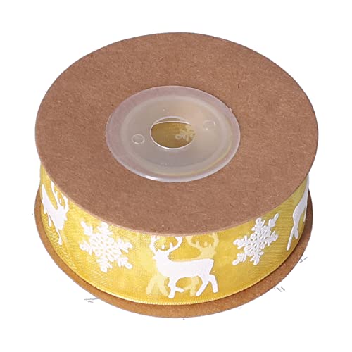 Rankomu Schleifenband DIY Multifunktions Drucken Weihnachtsdekoration, Schneeflocke Hirsch Goldenes Band für Geschenke, Verpacken, Basteln, 2,5 cm x 5 m von Rankomu