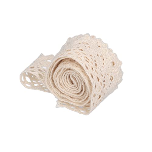 Rankomu Spitzenband zum Basteln, Baumwollnetz, 2,5 cm breit, 20 Meter exquisite Spitzenborte für Vorhang, Kleidung, Tischdecke, Geschenkdekoration, Beige von Rankomu