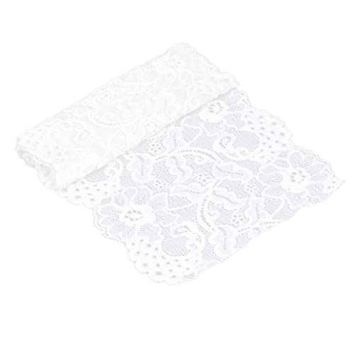 Rankomu Spitzenstoff Spitzenband 17 cm breit, 9,1 m, elastisches Spitzendesign für DIY Kleidung und Stickerei, Bekleidungszubehör, Weiß von Rankomu