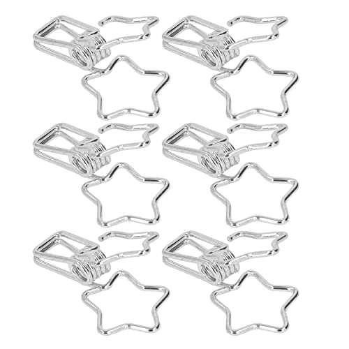 Rankomu Stern-Binder-Clips, Stern-Binder-Clips, 100 Stück, ausgehöhlt, Cartoon-Stil, kleine Büroklammern, starke Klemmdrahtbinder-Clips für Dokumente und Kleidung, Silber von Rankomu