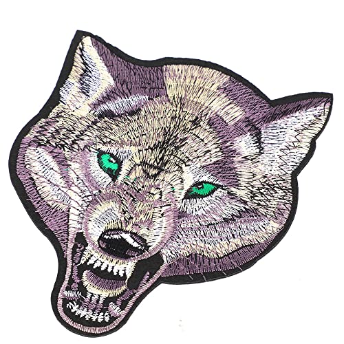 Rankomu Stickerei Applikation Wolf Kopf Kleidung Patch 2pcs Bügelapplikation für T-Shirts, Kleider, Taschen, Stickerei Stoff Aufkleber, DIY Kleidung Zubehör von Rankomu