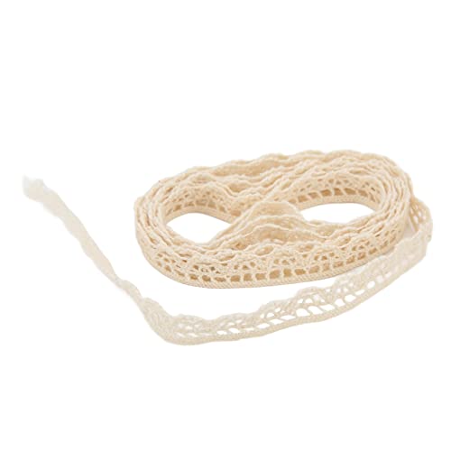 Rankomu Stretch Laces Spitzenband Baumwollfaden 20 Yards Beige Dekorative Borte für DIY Kleidung und Geschenk Dekoration, Ideal für Handwerk und Nähprojekte von Rankomu