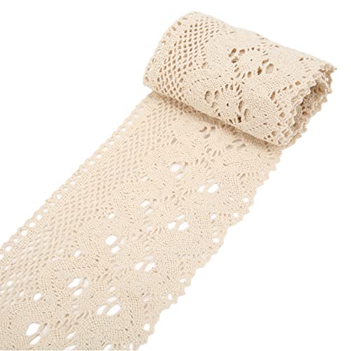 Rankomu Stretch Schnürsenkel Spitzenband Baumwollfaden 9,1 Meter Exquisite dekorative Accessoires für Kleidung Dekoration DIY Vorhang Beige von Rankomu