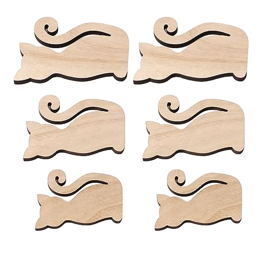 Rankomu Unlackierte Katzenausschnitte aus Holz, 6 Stück, 3 Größen, unlackierte Holzausschnitte für Bastelarbeiten, Haustier-Party-Dekoration, Holz, 10 cm, 15 cm, 20 cm von Rankomu