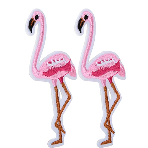 Rankomu Vogel Patch 2pcs Cute Bird Embroidery Applique, Iron on Flamingo Patch for Clothes and Bag Accessories, DIY Animal Applique, 5 x 7 cm von Rankomu