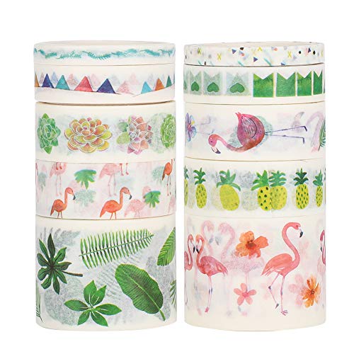 Rankomu Washi Tape Washi Stickers Tape, 2 Box Set, Selbstklebend Dream Flamingo Muster, DIY Handwerk Dekoration, 15mm Breit, Ideal für Scrapbooking und Geschenkverpackungen HS18-088 von Rankomu